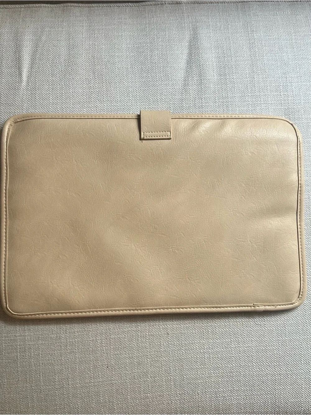 BEIS Taupe Faux Leather Laptop Sleeve with Embossed Logo